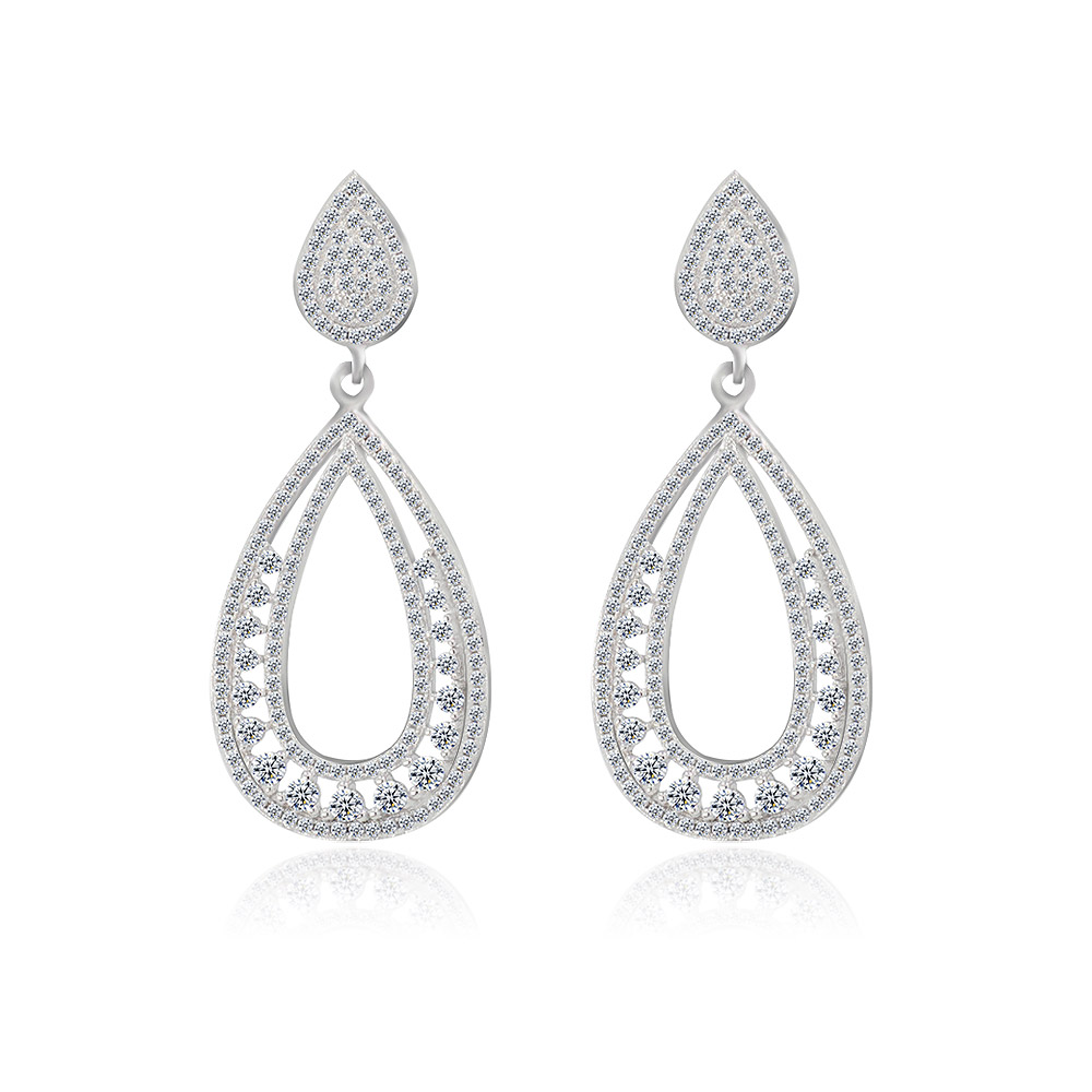 Open Pear-shaped Cubic Zirconia Statement Earring